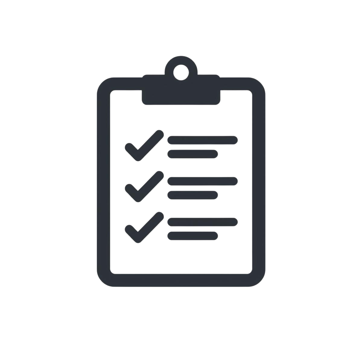 An icon of a clipboard with checkmarks, symbolizing task management and organization.