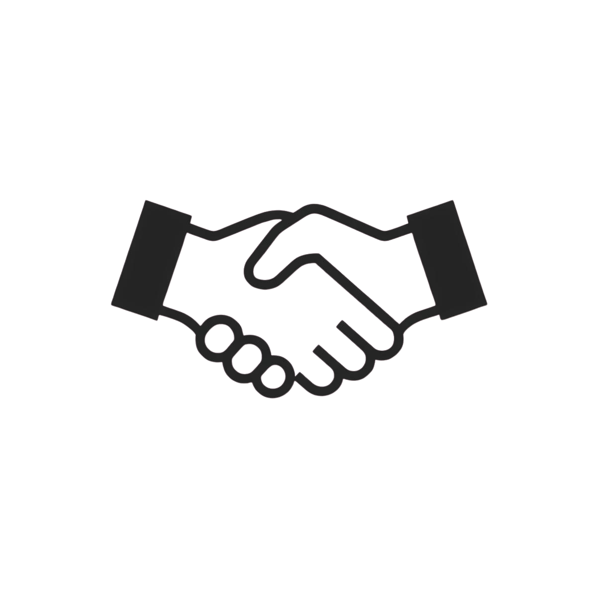 Icon of two hands shaking, symbolizing partnership and collaboration.